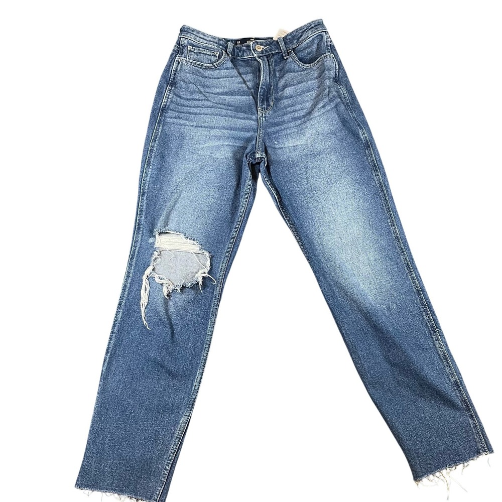 Hollister Women's‎ Jeans Ultra High Rise Mom Jean Blue Size 5R Distressed Flaw